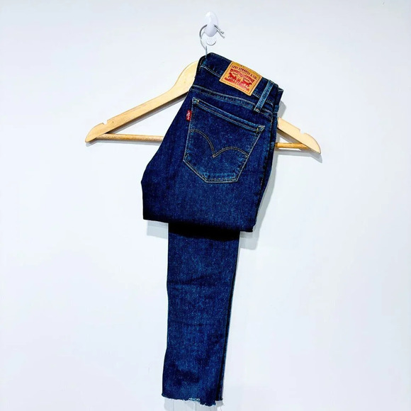 LEVI’S 710 Super Skinny dark blue jeans | Cropped raw hem denim | Size 24 * - Picture 10 of 11